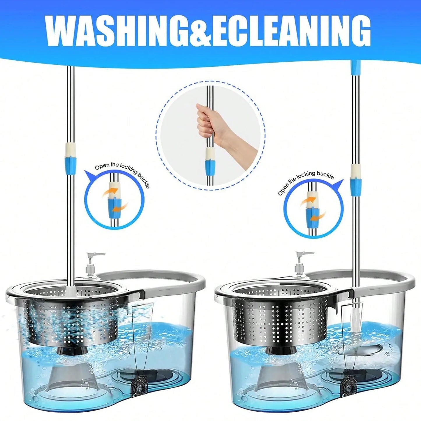 Spin Mop Bucket Set with Soap Dispenser 360°Rotating