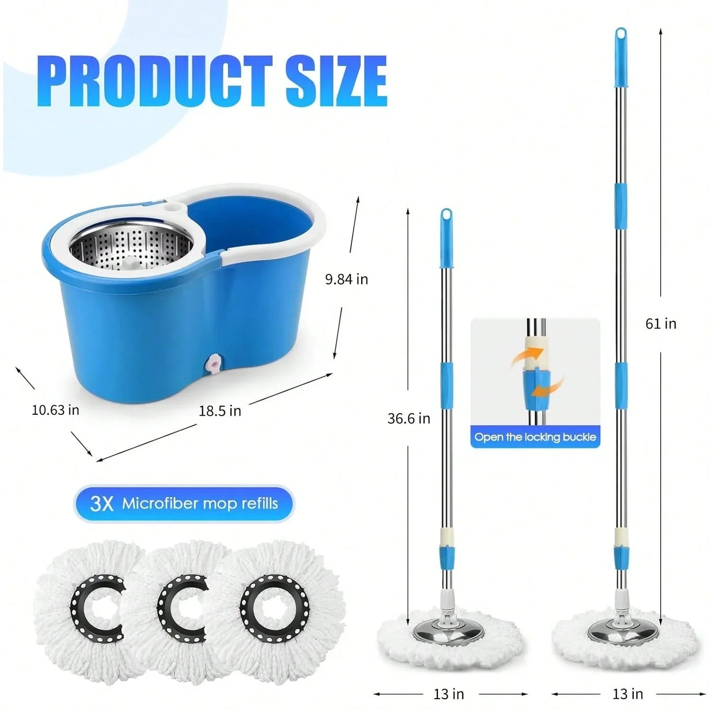 Spin Mop Bucket Set with Soap Dispenser 360°Rotating