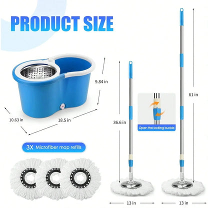 Spin Mop Bucket Set with Soap Dispenser 360°Rotating