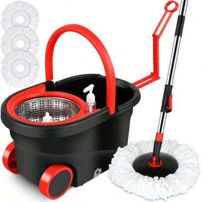 Spin Mop Bucket Set with Soap Dispenser 360°Rotating